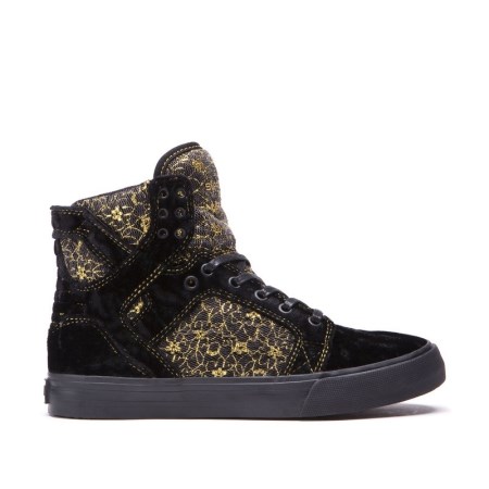 Supra Skytop Svart/Gull Høye Sneakers Dame [NO-8-Q462]